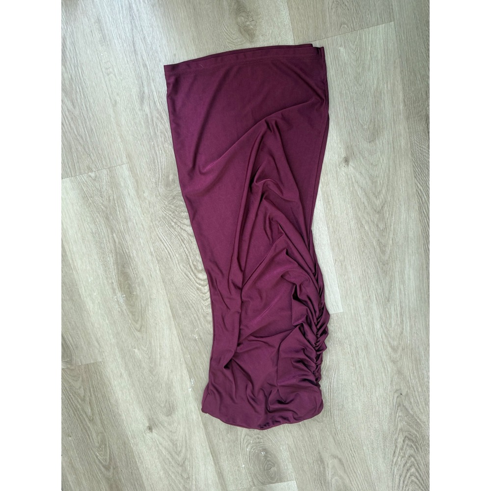 SHEIN SXY Burgundy Ruched Bodycon Midi Skirt Wine Red Size Medium NEW